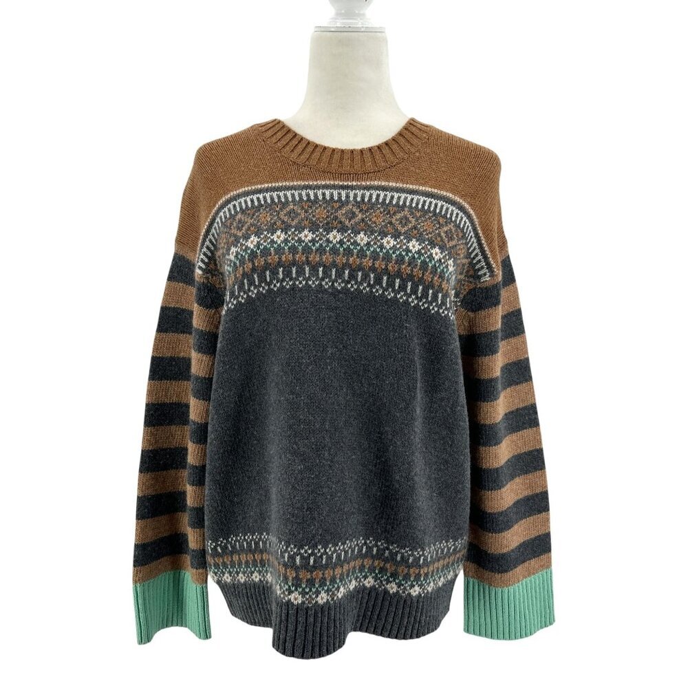 Zaket & Plover Womens Small Sweater Fair Isle Merino Wool Organic Cotton Knit